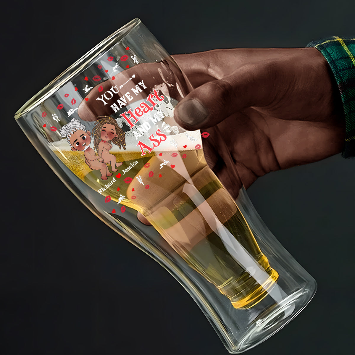 You Have My Heart - Personalized Inverted Beer Glass