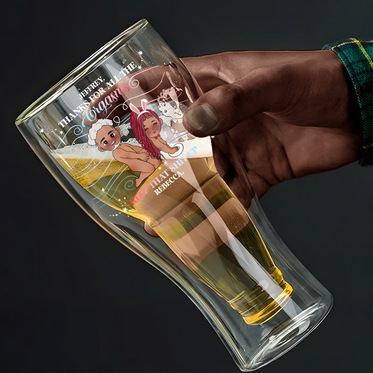 Thanks For All - Personalized Inverted Beer Glass