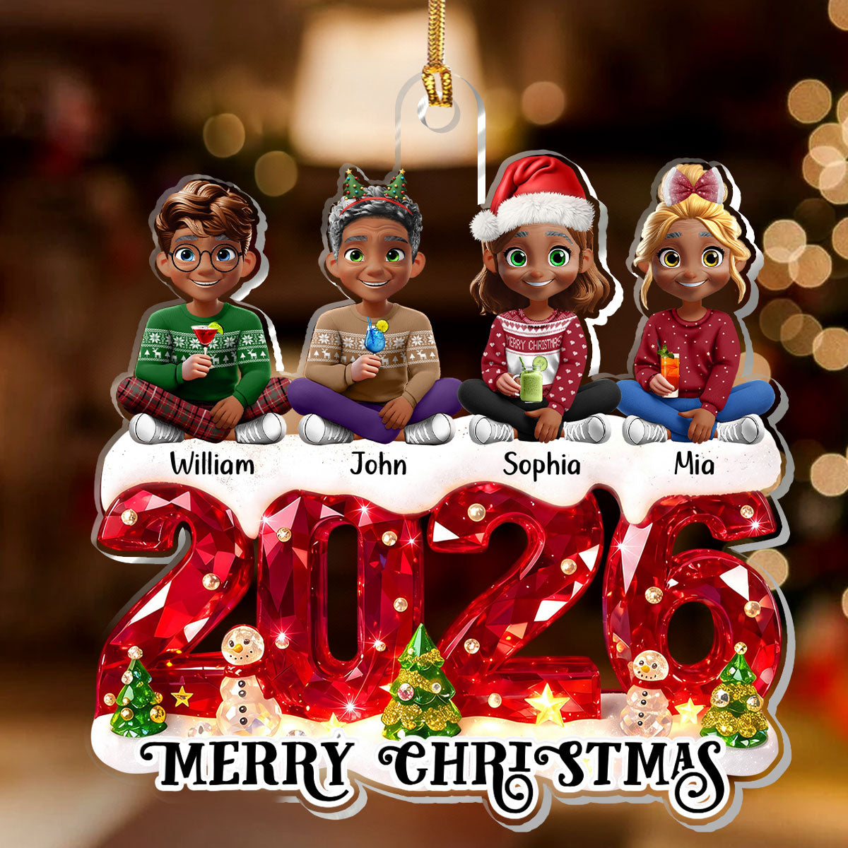Merry Christmas - Personalized 1-Layer Acrylic Ornament