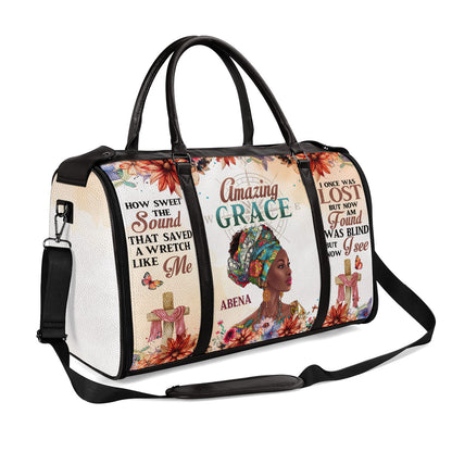 Amazing Grace How Sweet The Sound - Personalized Leather Duffle Bag SBDFLM1265TA