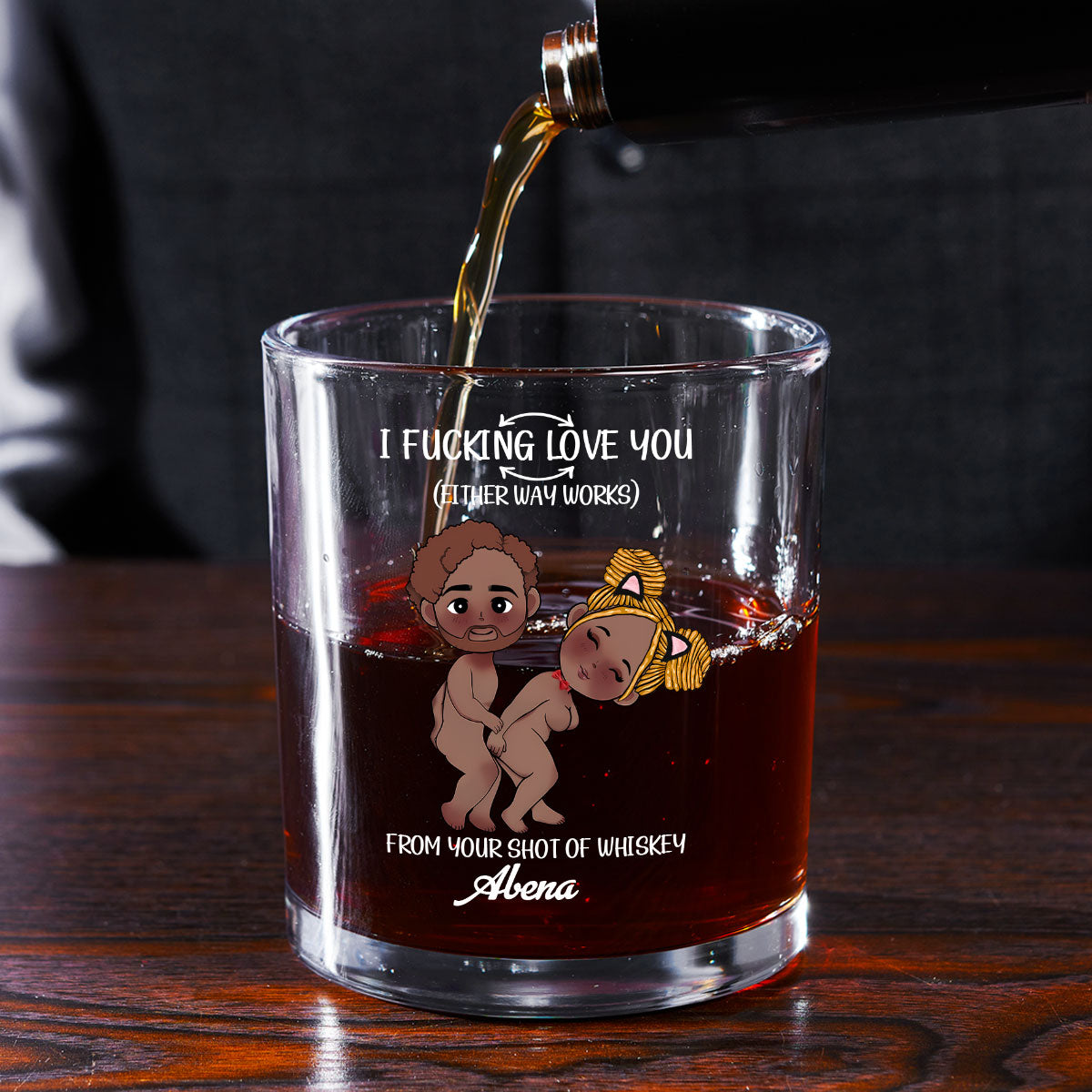 I Love You - Personalized Round Whiskey Glass