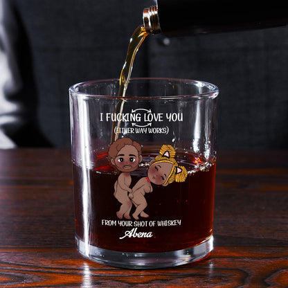 I Love You - Personalized Round Whiskey Glass