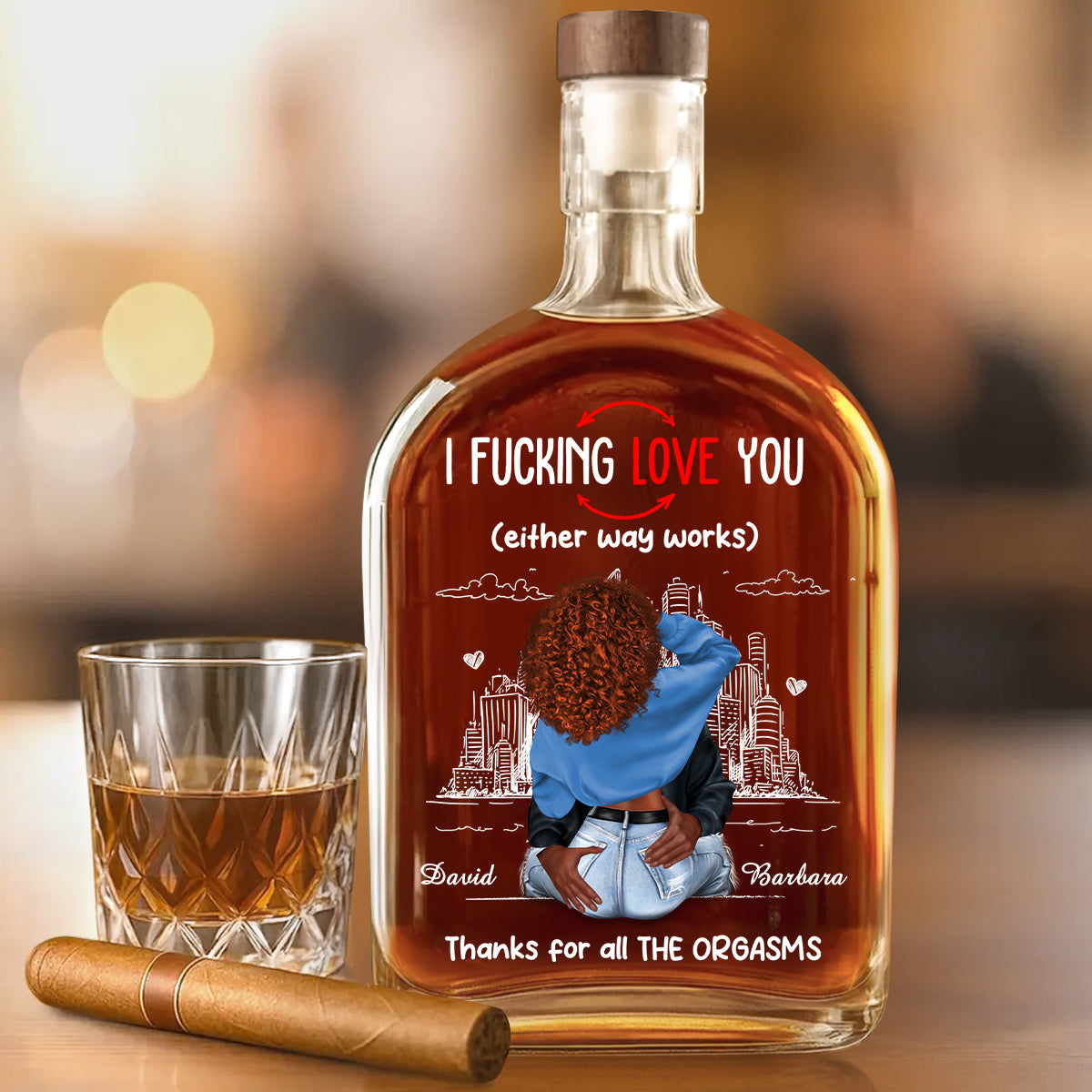 Thanks For All The Orgasms - Personalized Whiskey Bottle