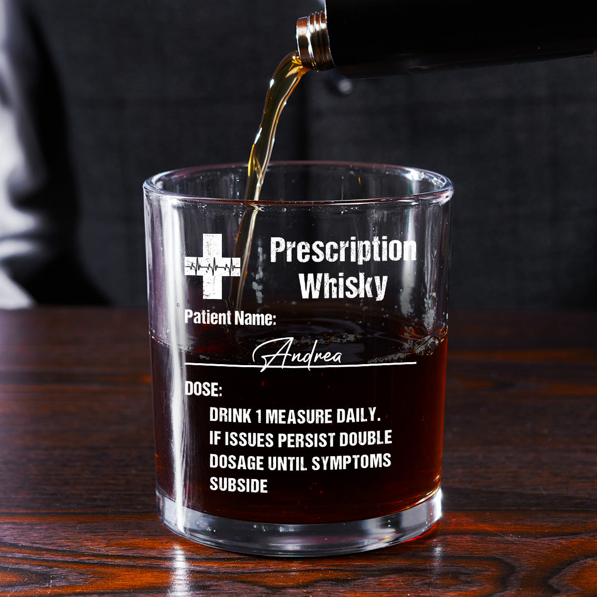 Prescription Whisky - Personalized Round Whiskey Glass