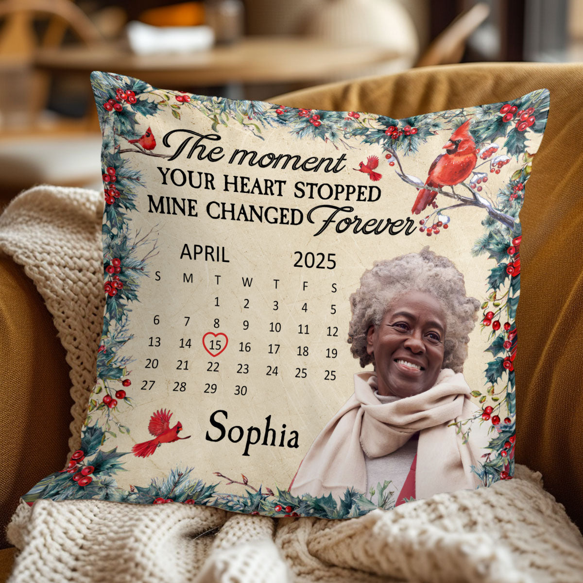 The Moment Your Heart Stopped Mine Changed Forever - Personalized Crystal Velvet Pillow