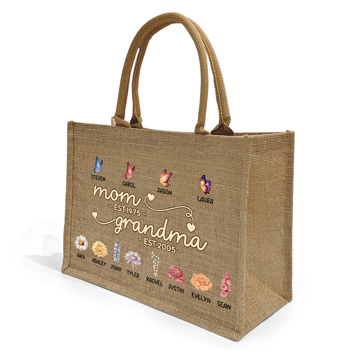 Mom Grandma Garden - Personalized Jute Tote Bag