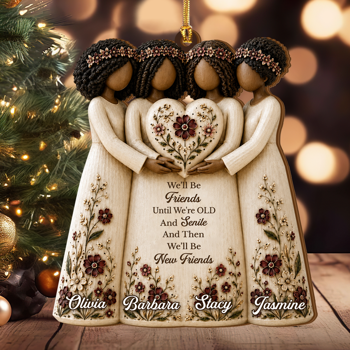 Always Connected By Heart - Personalized Wood Ornament Cutout & Print 1 Side