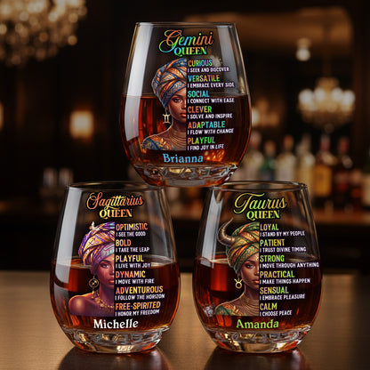 12 Zodiac Signs - Personalized Stemless Wine Glass