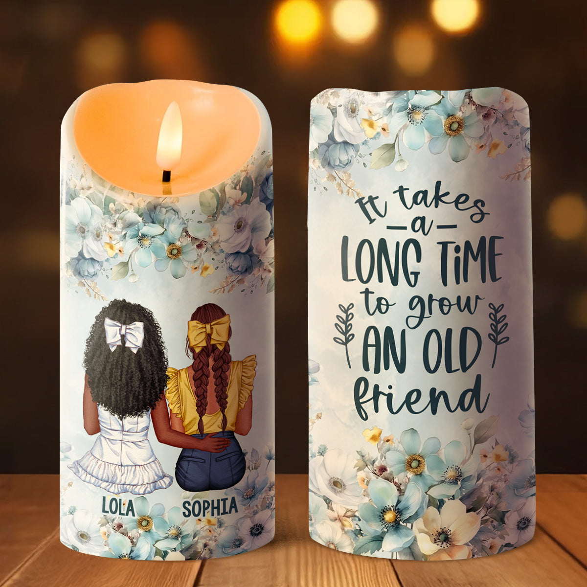 It Takes A Long Time To Grow Old Friends - Personalized Flameless LED Candle