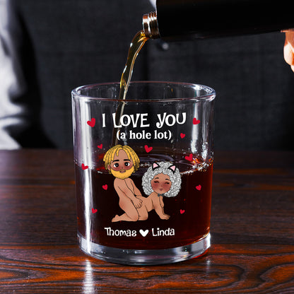 I Love You - Personalized Round Whiskey Glass