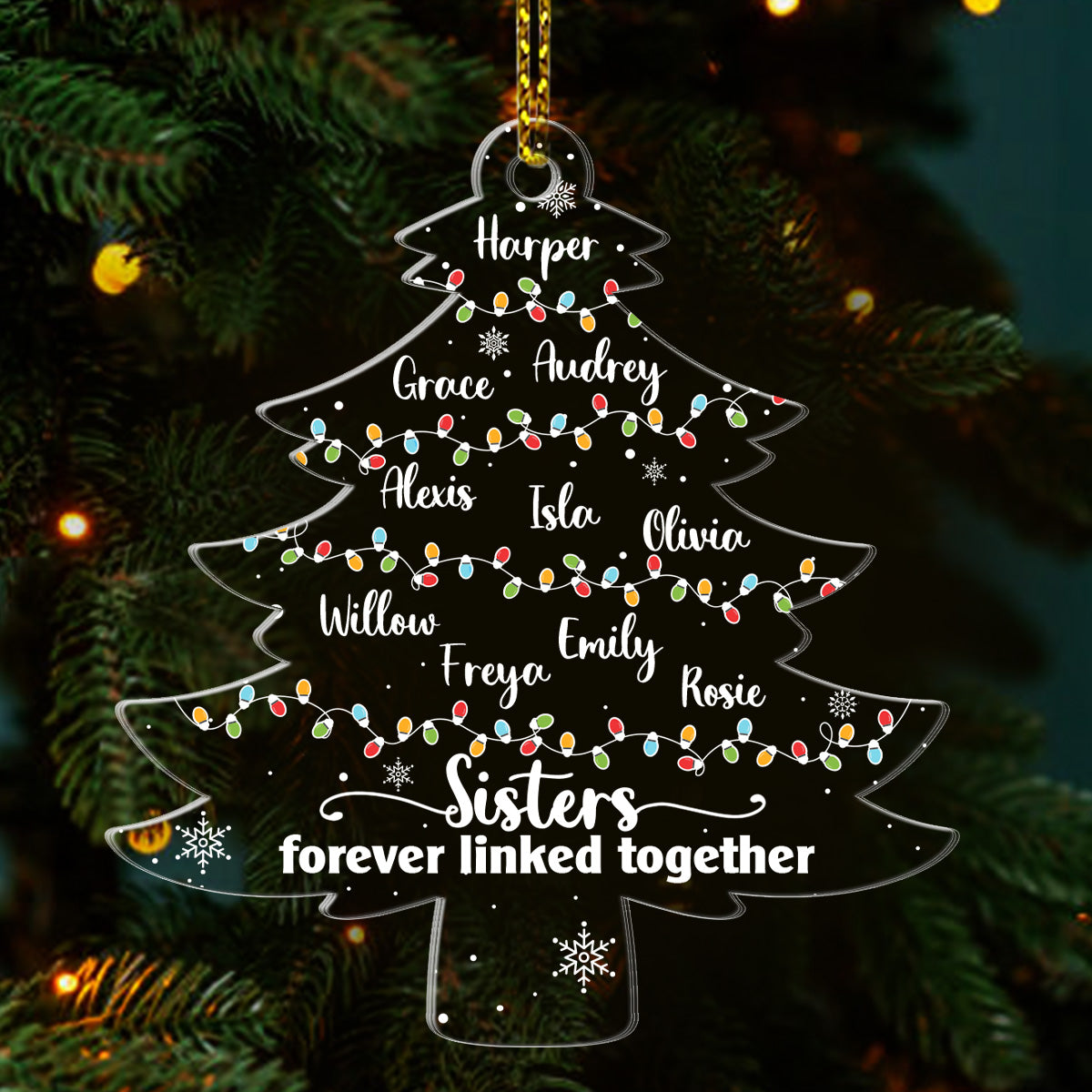 Sisters Forever Linked Together - Personalized 1-Side Acrylic Ornament