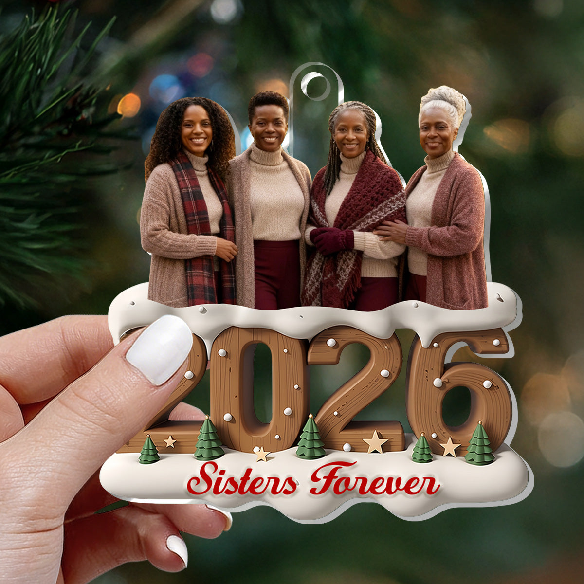 Sisters Forever - Personalized 1-Layer Acrylic Ornament