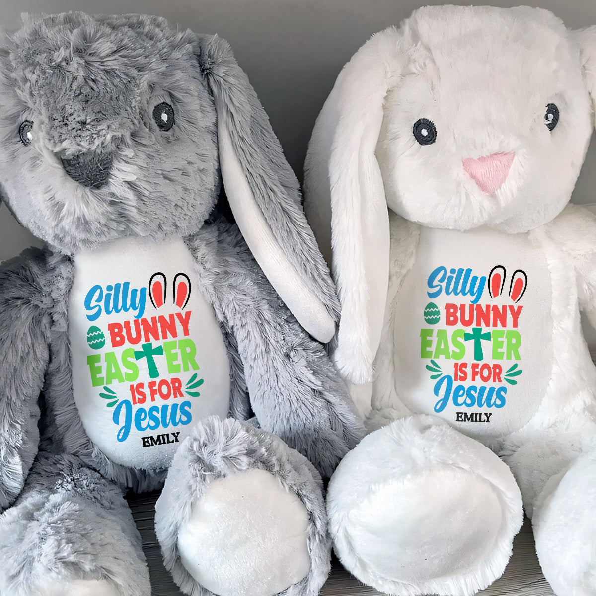 Silly Bunny Easter Is For Jesus - Personalized Stuffed Bunny