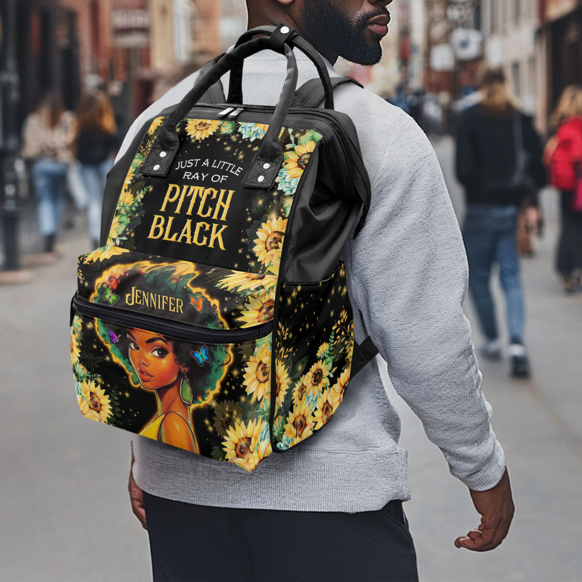 Just A Little Ray Of Pitch Black - Personalized Duckbilled Backpack SBDBPLL2291M