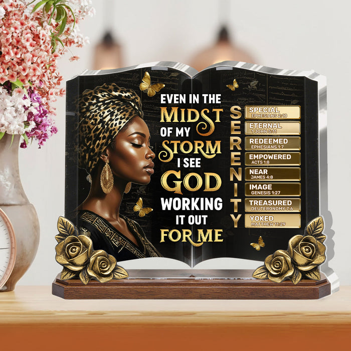 She Is Confident plaque displayed beside fresh flowers