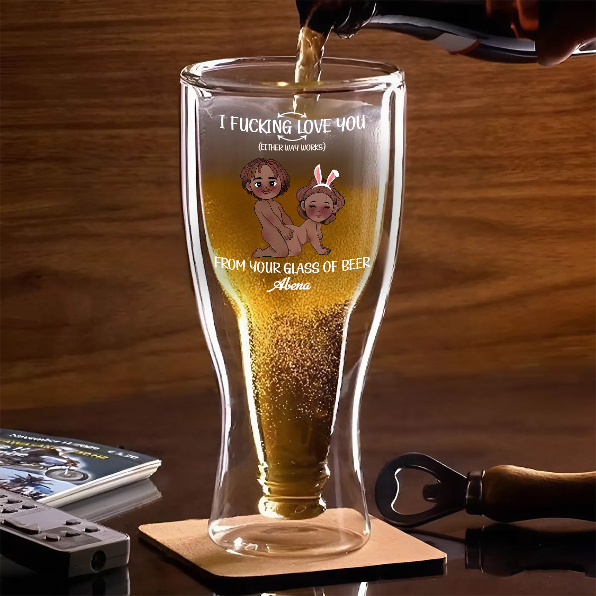 I Love You - Personalized Inverted Beer Glass