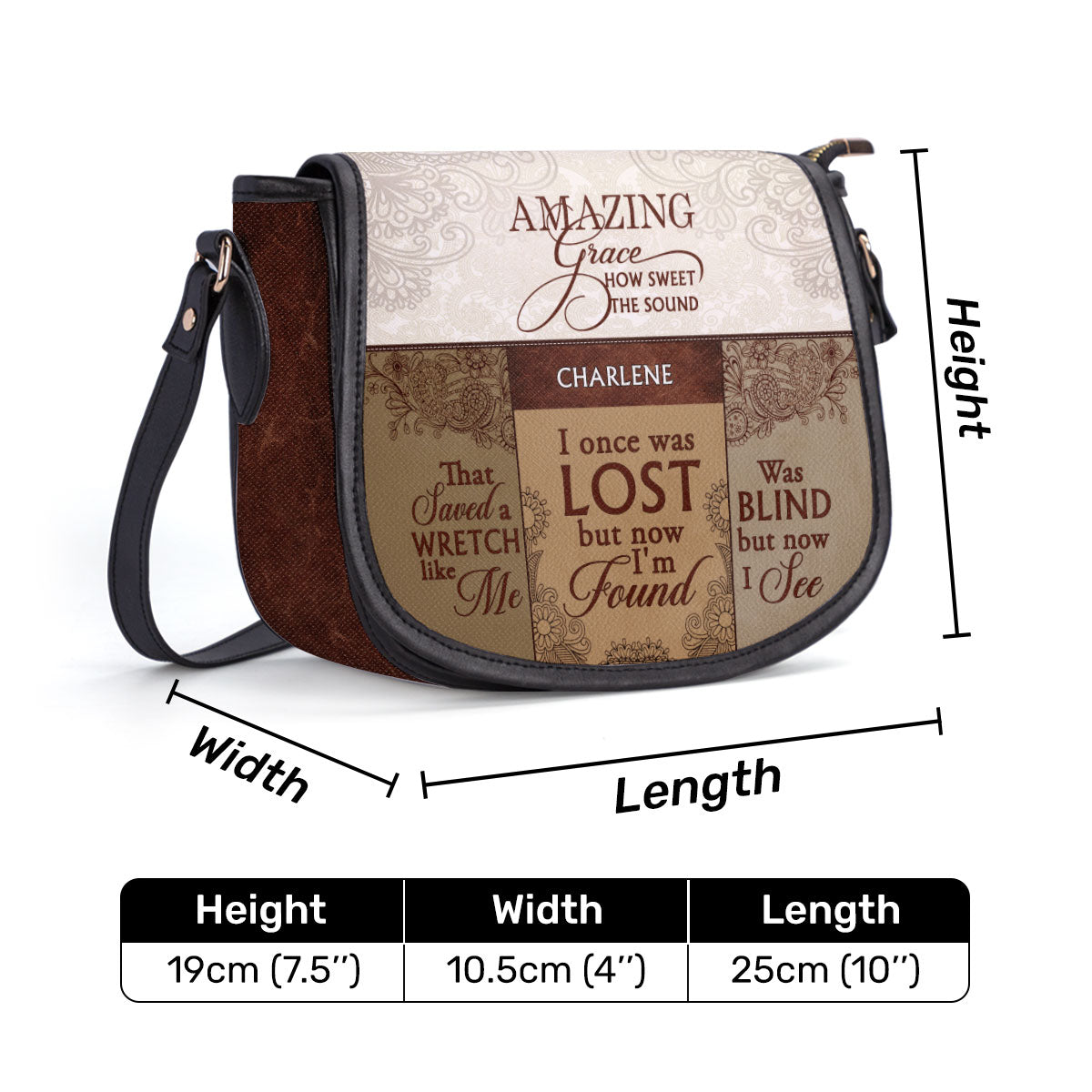 Amazing Grace- Personalized Leather Saddle Cross Body Bag MB49