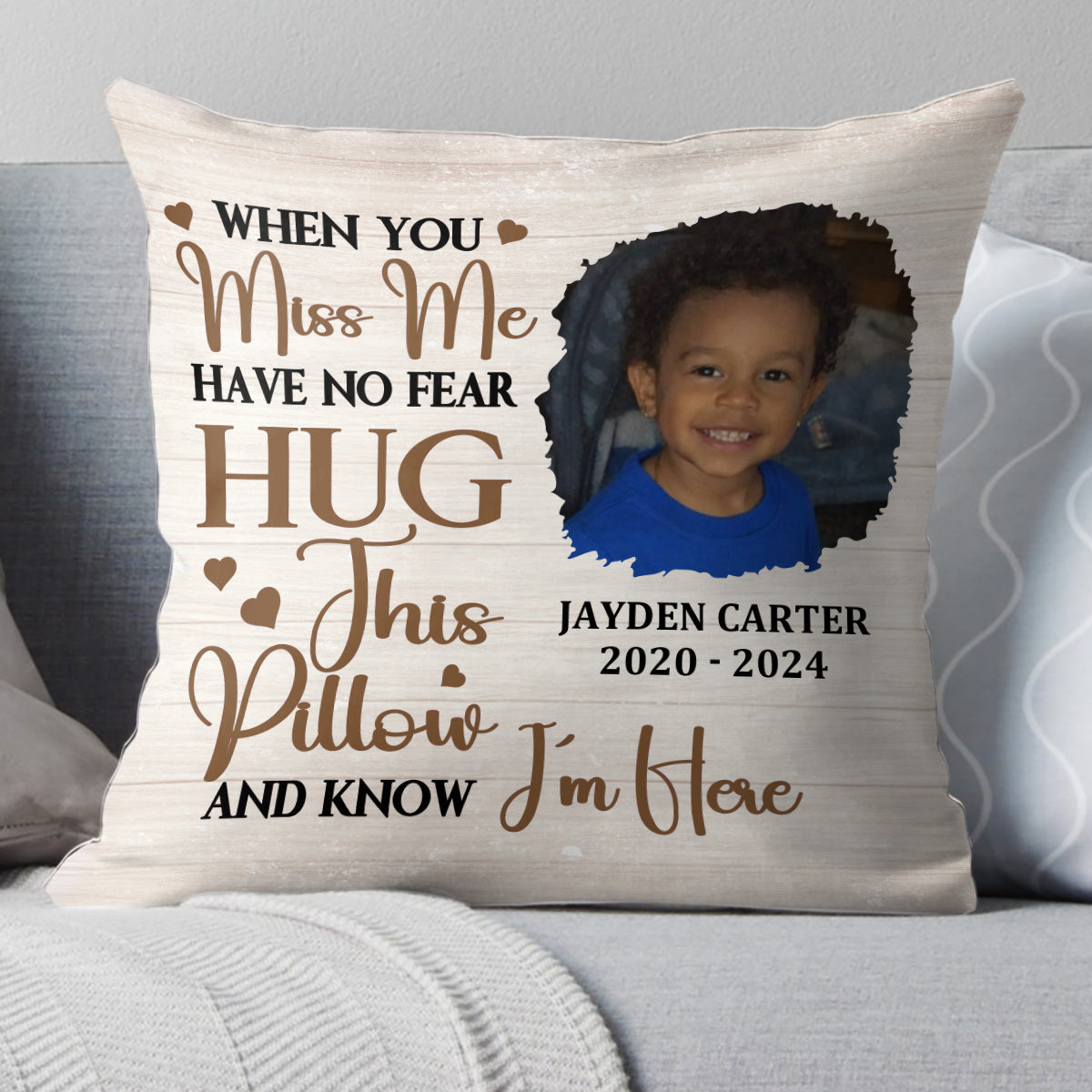 When You Miss Me Have No Fear - Personalized Crystal Velvet Pillow