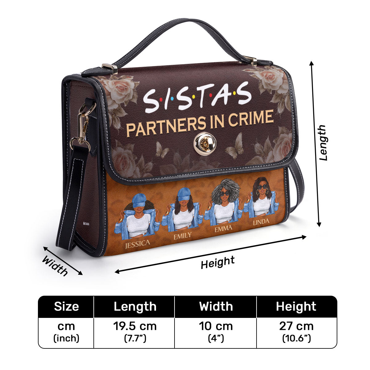 Partners In Crime - Personalized Leather Satchel Bag STB04