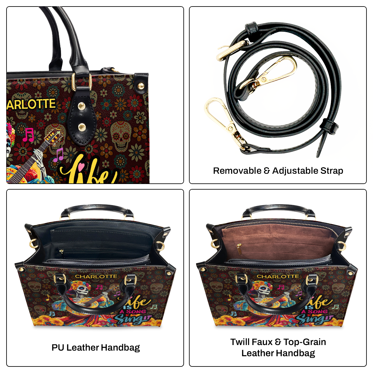 Life Is A Song Sing It - Personalized Leather Handbag SBLHBLM2772L