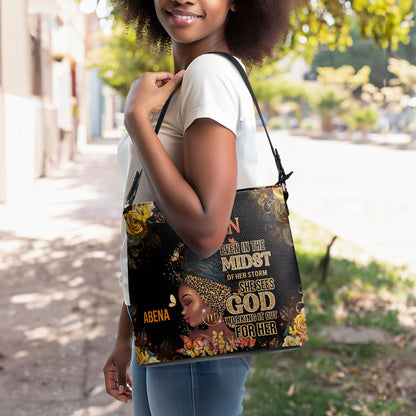 She Sees God Working It Out For Her - Personalized Bucket Bag SBBD18LM1335M