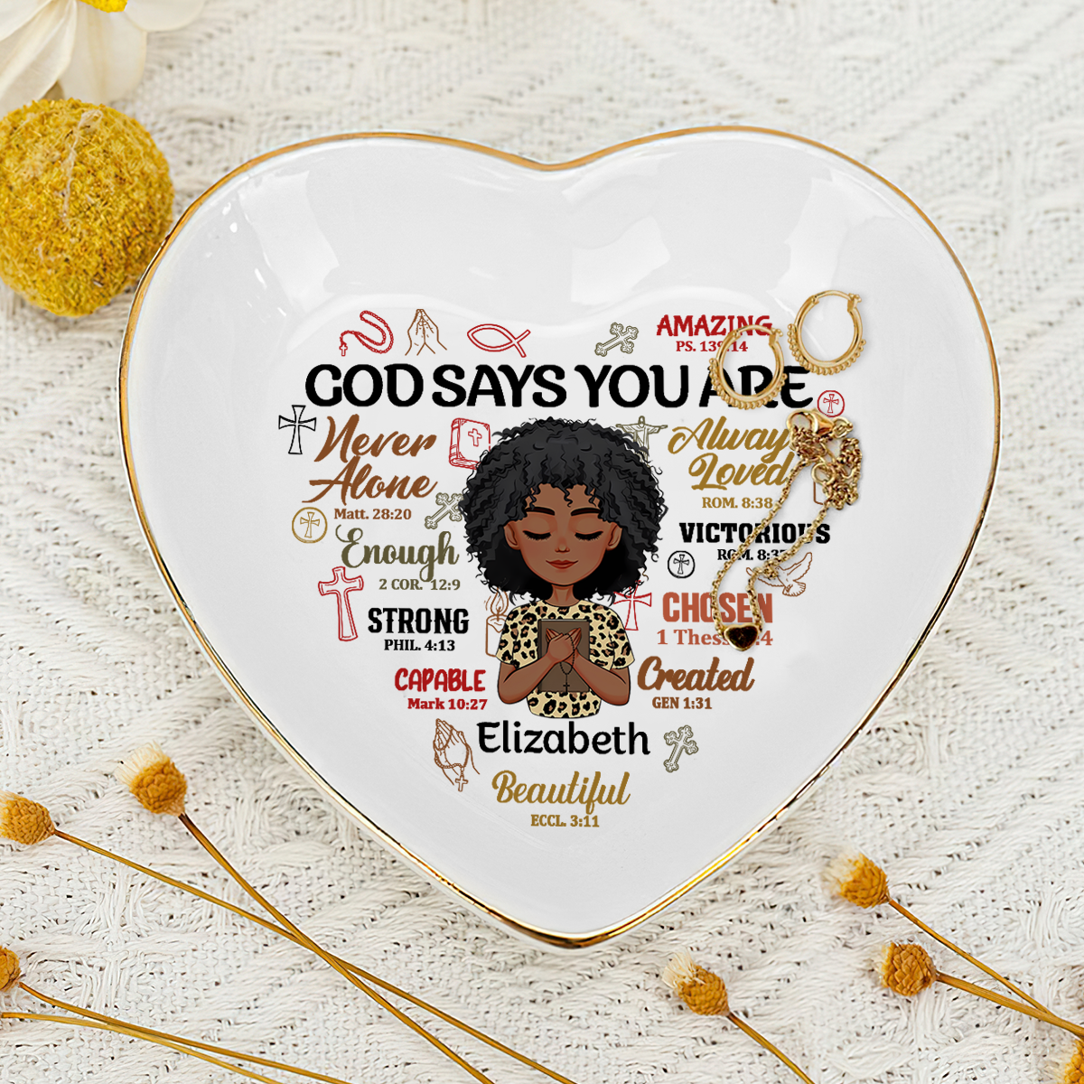 God Says You Are - Personalized Heart Shaped Jewelry Dish