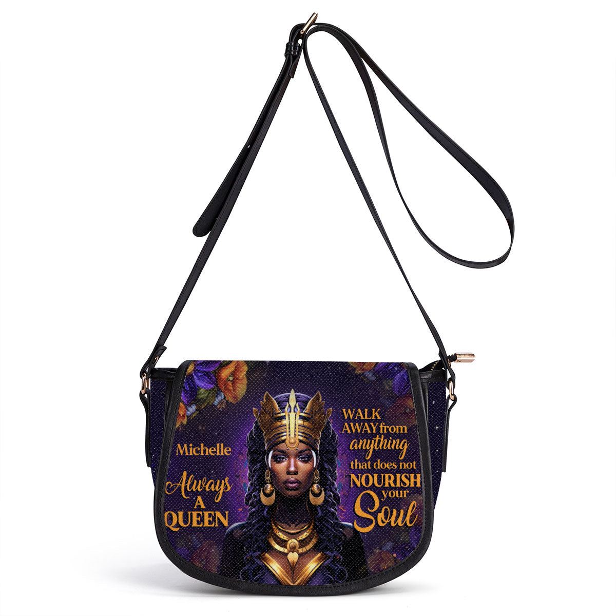 Always A Queen - Personalized Leather Saddle Cross Body Bag STB68