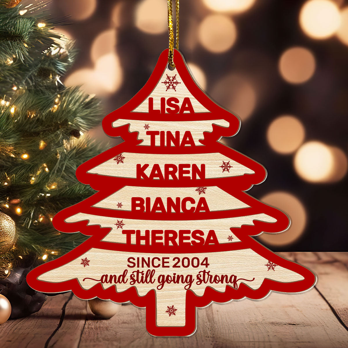 Sisters Forever Christmas Tree - Personalized Wood & Acrylic Ornament