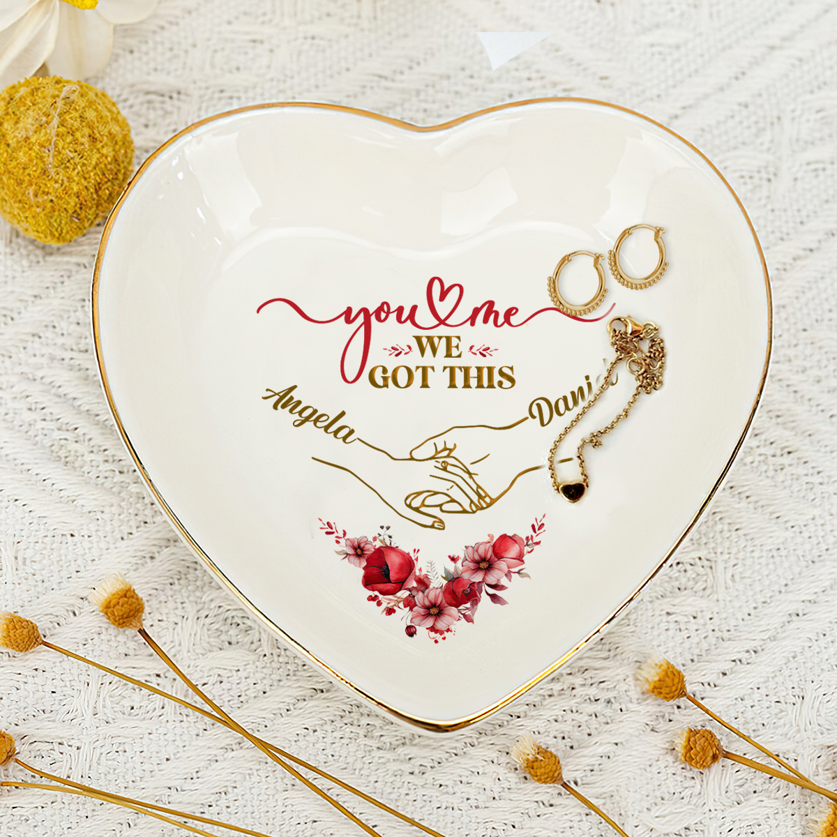 You And Me We Got This - Personalized Heart Shaped Jewelry Dish