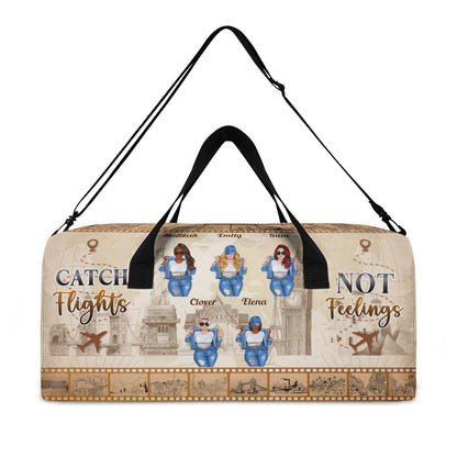 Catch Flights Not Feelings - Personalized Minimalist Duffle Bag SBMDBHA33