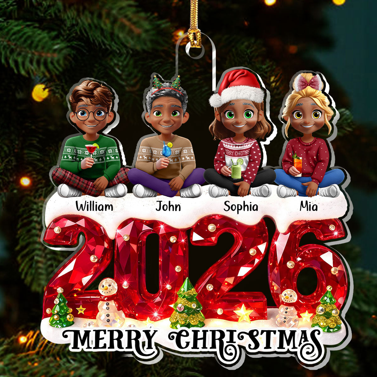 Merry Christmas - Personalized 1-Layer Acrylic Ornament