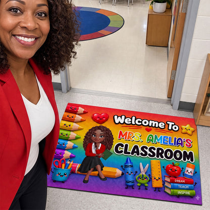 Back To School Gift For Teacher Colorful Pencils  - Personalized Doormat