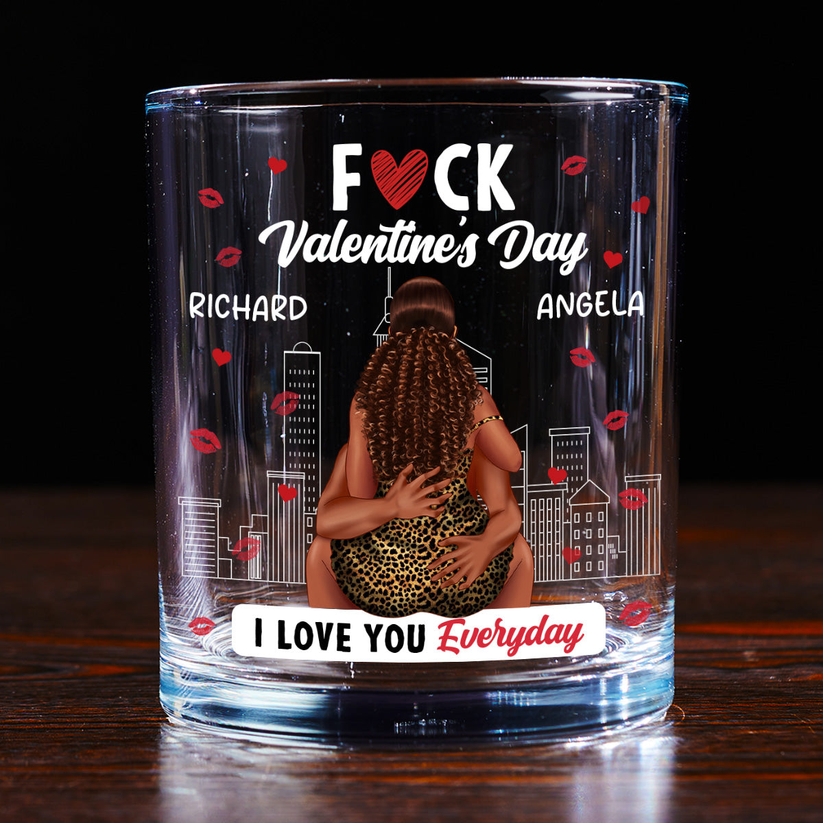 I Love You Everyday - Personalized Round Whiskey Glass