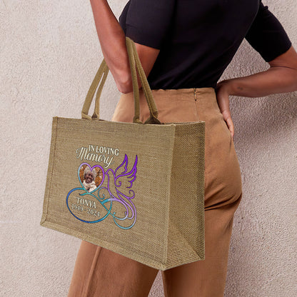 In Loving Memory Dove - Personalized Jute Tote Bag