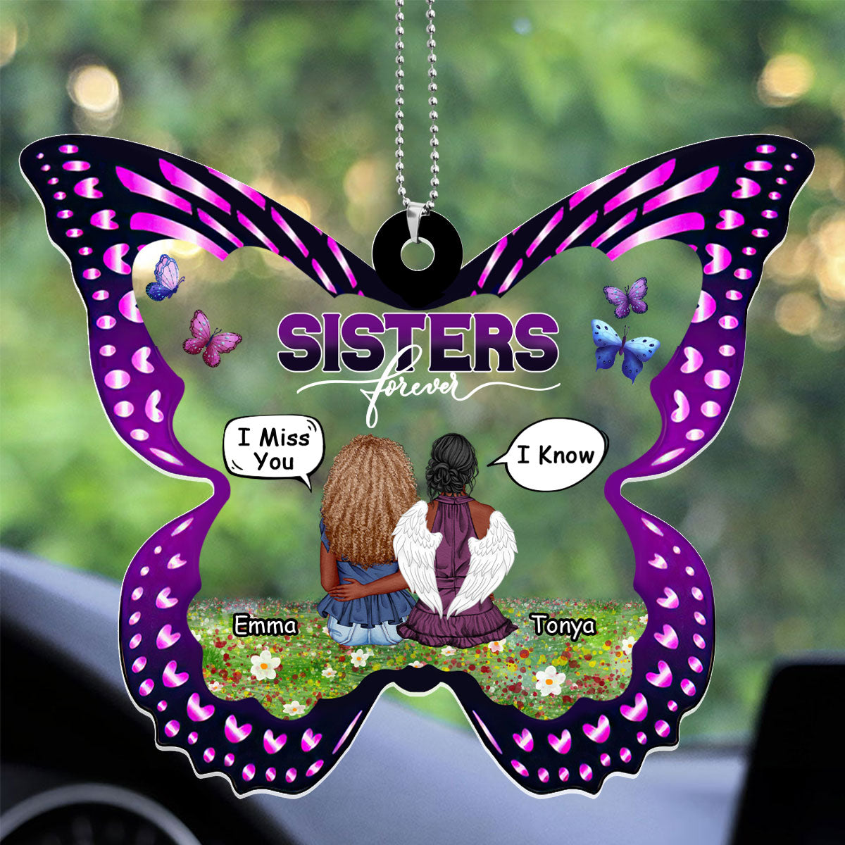 Sistas Forever I Miss You - Personalized 1-Side Car Acrylic Hanging Ornament