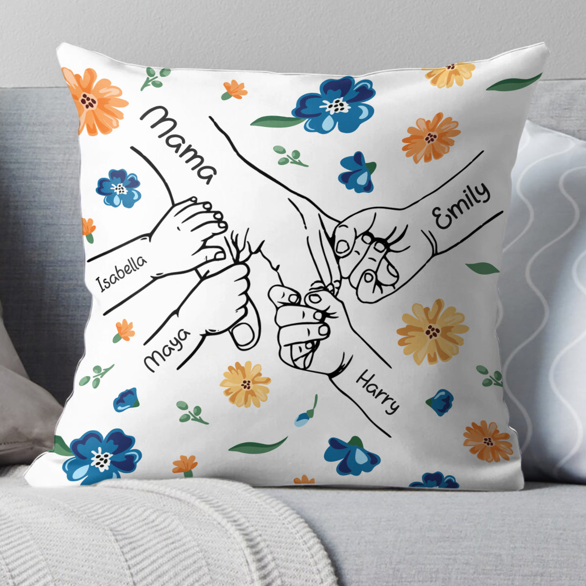 Mom Flower Hands - Personalized Pillow