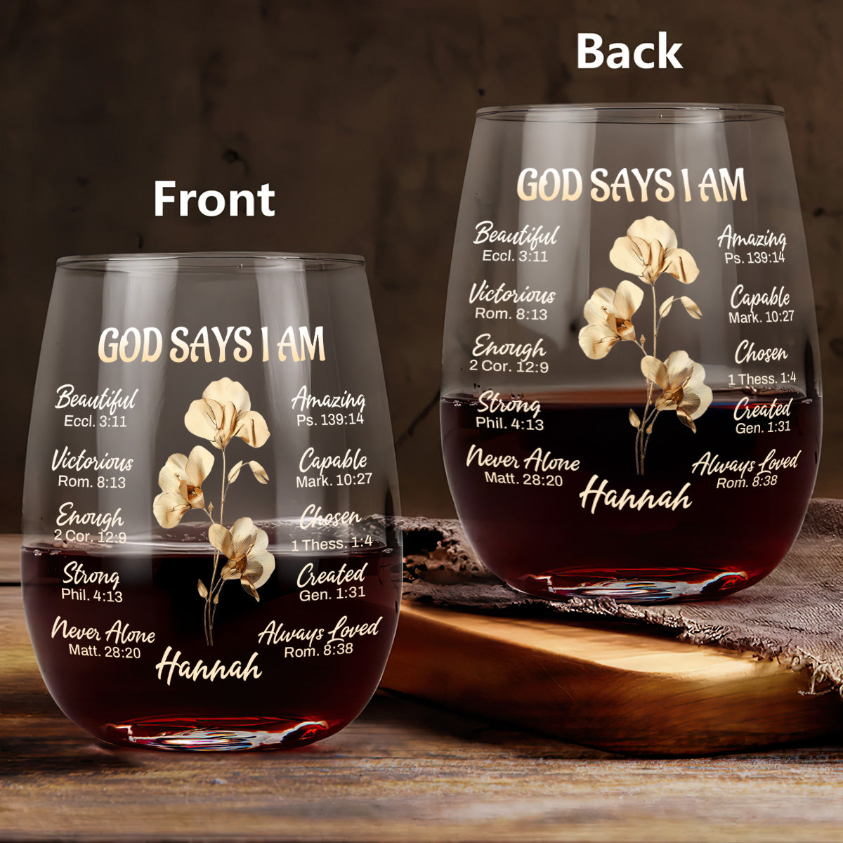 God Says You Are - Personalized Stemless Wine Glass