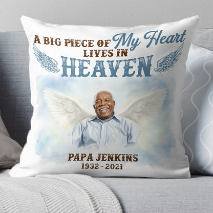 A Big Piece Of My Heart Lives In Heaven - Personalized Crystal Velvet Pillow