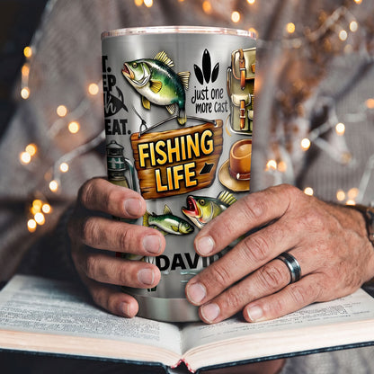 Eat Sleep Fish Repeat - Personalized Stainless Steel Tumbler