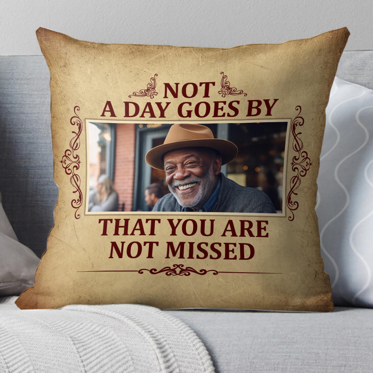 Not A Day Goes By That You Are Not Missed - Personalized Crystal Velvet Pillow