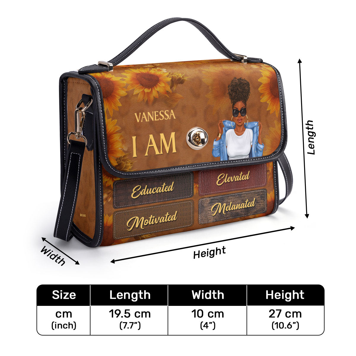 I Am - Personalized Leather Satchel Bag STB03