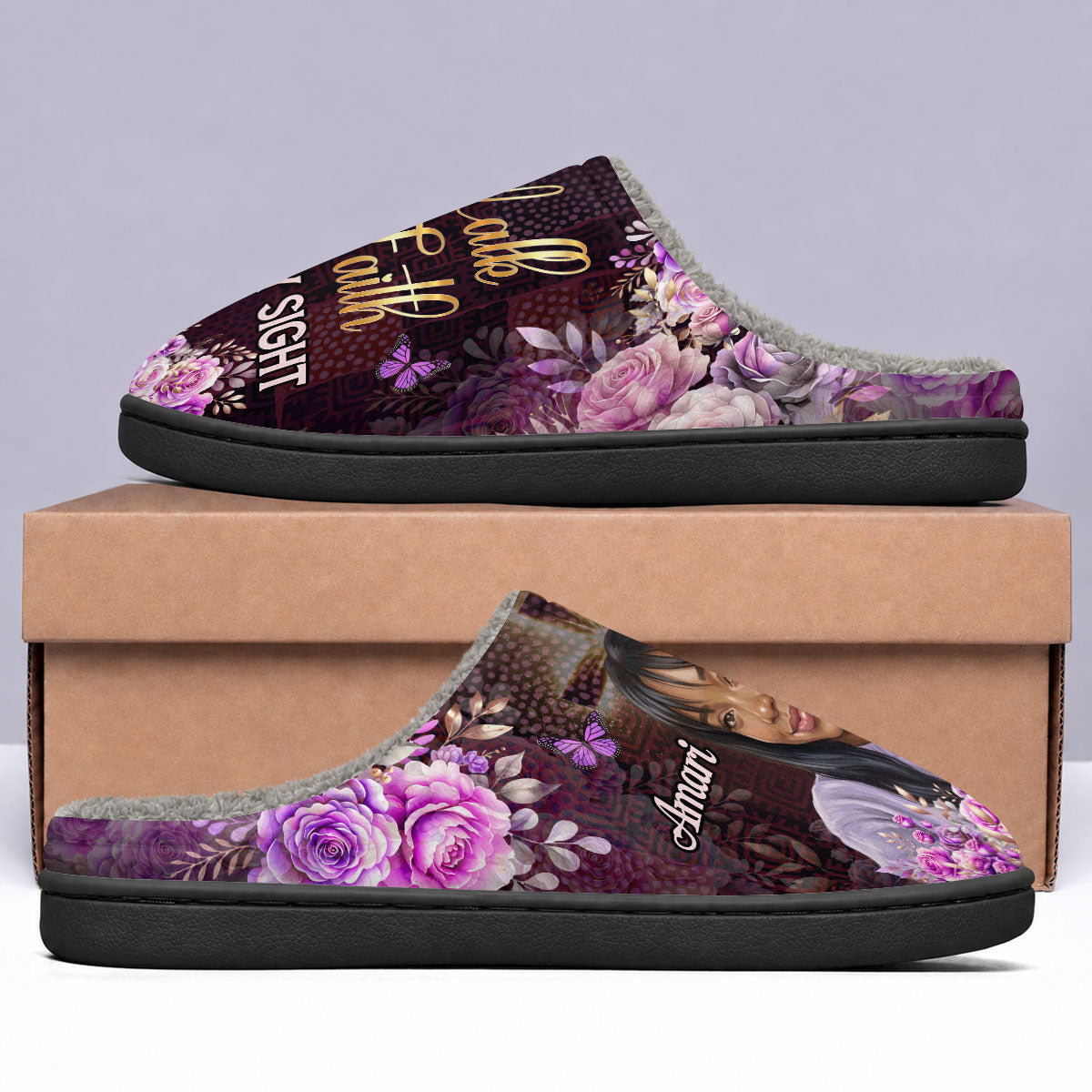 Walk By Faith Not By Sight - Personalized Flat Warm Slippers
