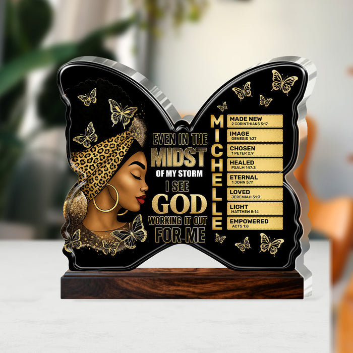 She Is Confident plaque displayed beside fresh flowers