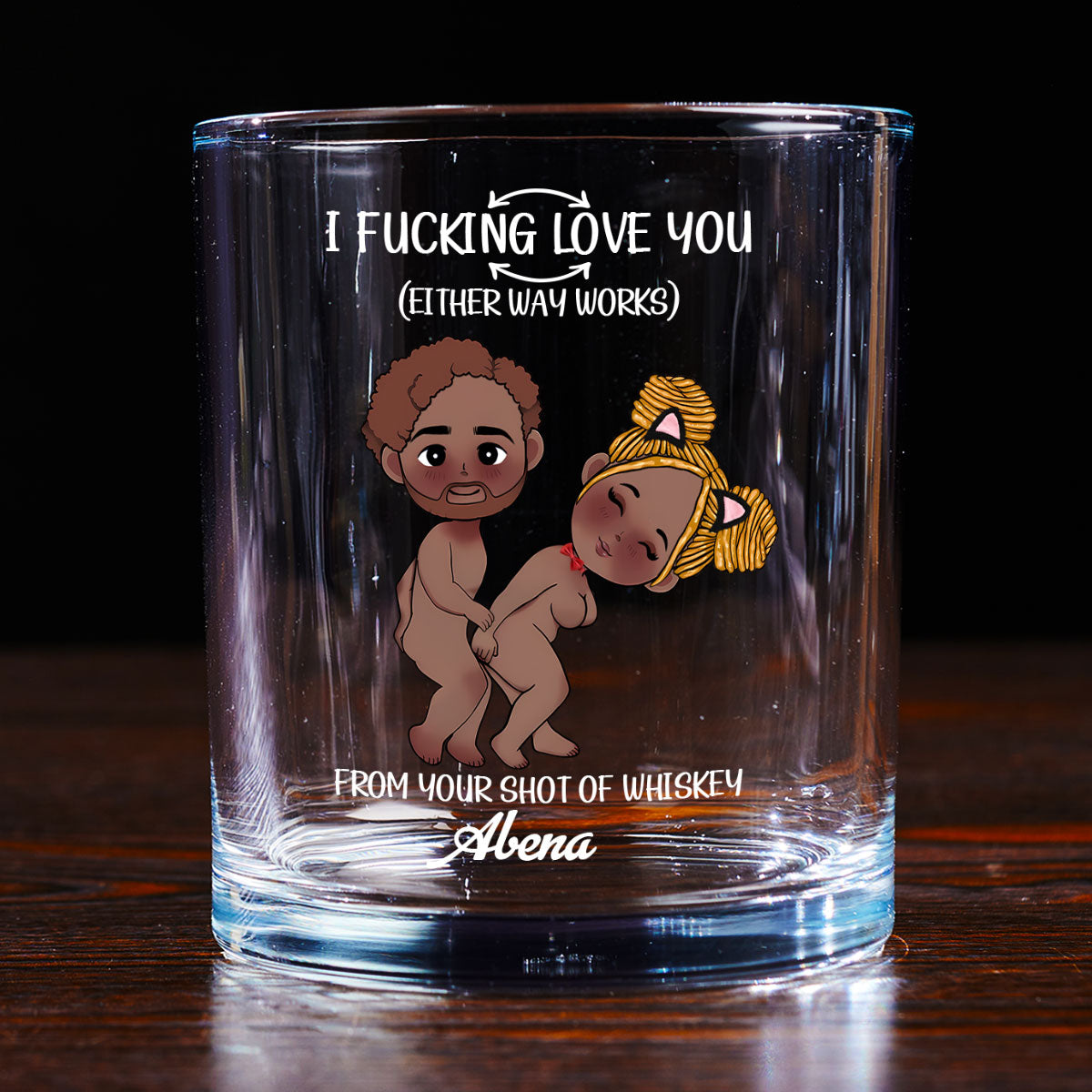 I Love You - Personalized Round Whiskey Glass