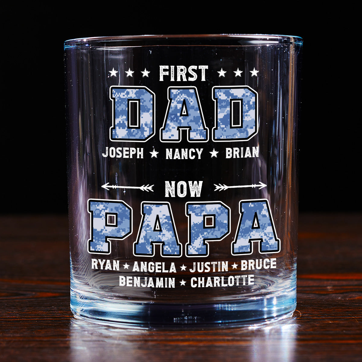 First Dad Now Grandpa - Personalized Round Whiskey Glass