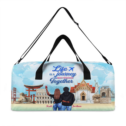 Life Is A Journey Best Traveled Together - Personalized Minimalist Duffle Bag SBMDBHA36