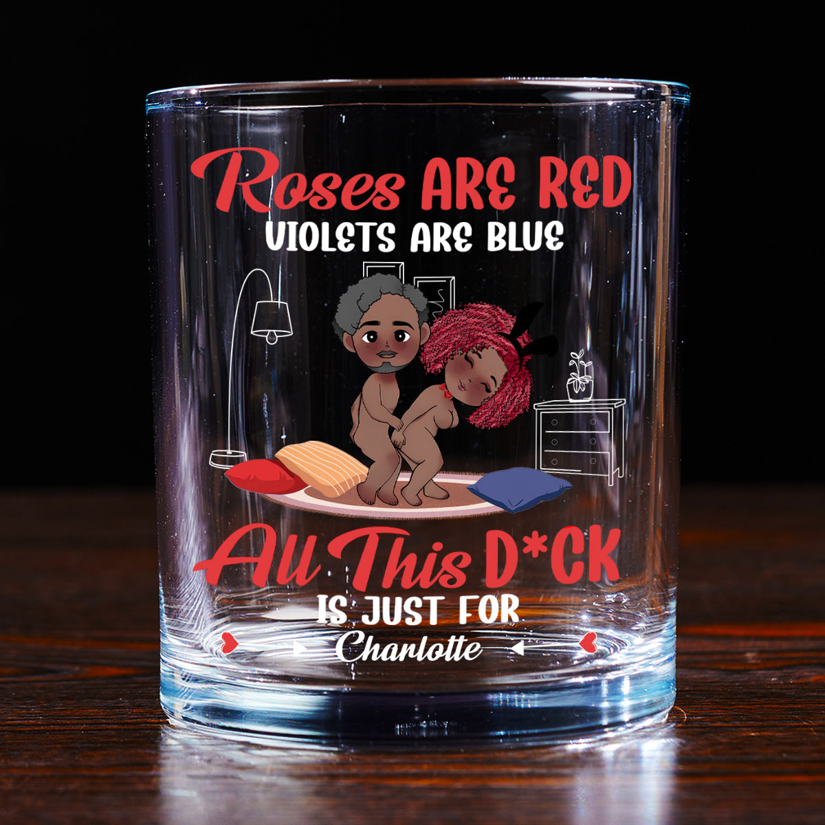 Roses Are Red Violets Are Blue - Personalized Round Whiskey Glass