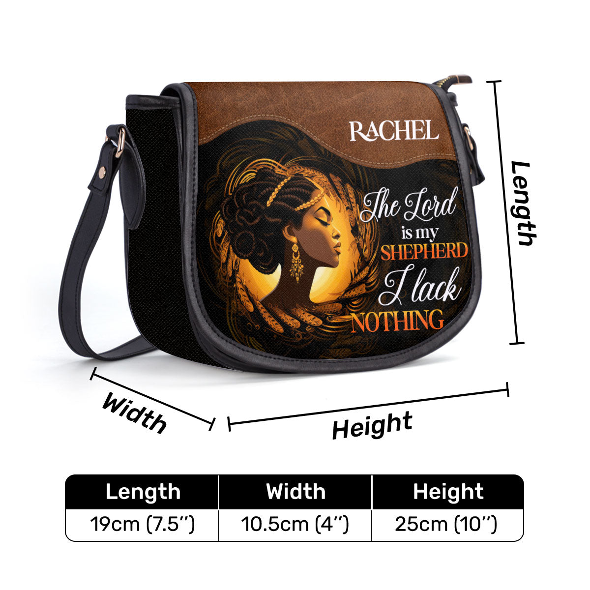 The Lord Is My Shepherd, I Lack Nothing - Personalized Leather Saddle Cross Body Bag SBLSDBPH1141M