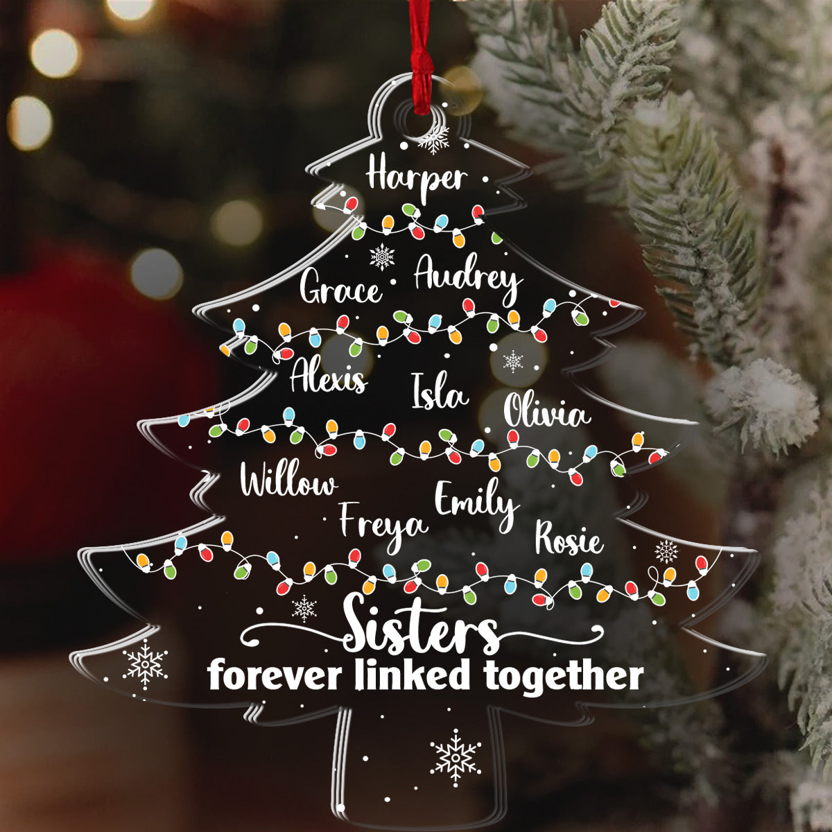 Sisters Forever Linked Together - Personalized 1-Side Acrylic Ornament