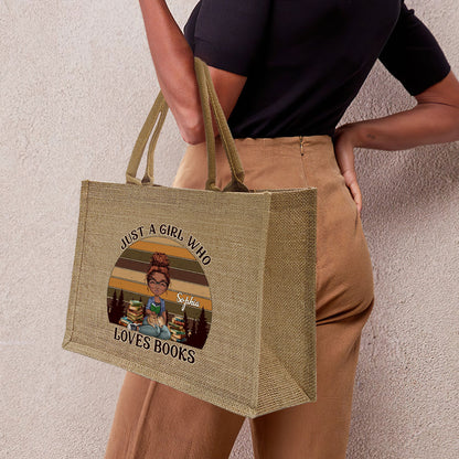 Just A Girl Who Loves Books - Personalized Jute Tote Bag